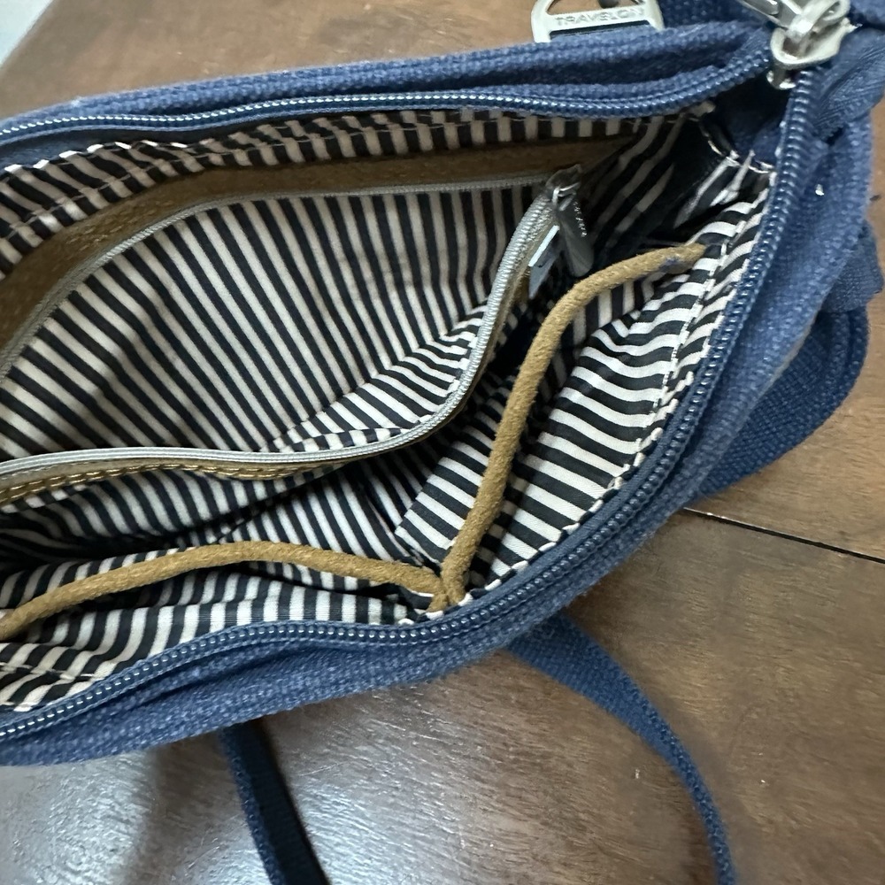 Travelon Anti-Theft Heritage Small Crossbody Bag Purse Indigo Blue - Picture 3 of 12